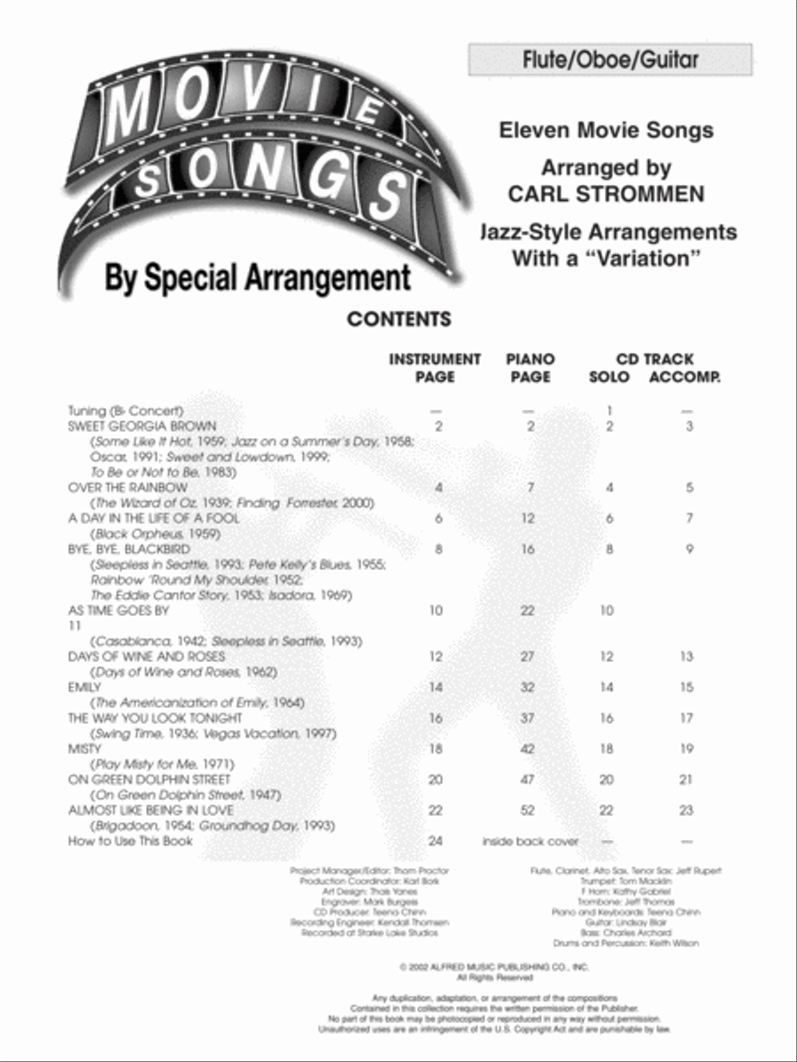 Movie Songs by Special Arrangement (Jazz-Style Arrangements with a Variation)