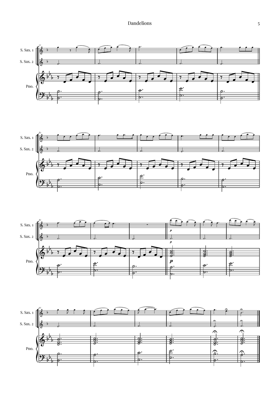 Dandelions Woodwind Duet scores gallery preview page 5