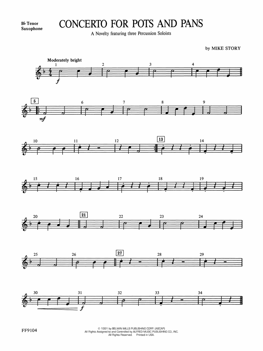 Concerto for Pots and Pans: B-flat Tenor Saxophone