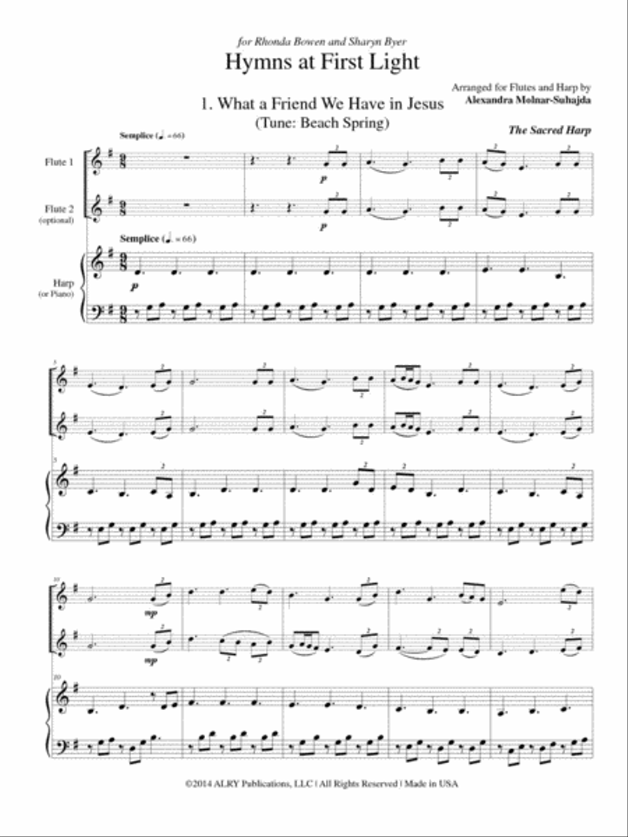 Hymns at First Light for Flute(s) and Harp Flute scores gallery preview page 2