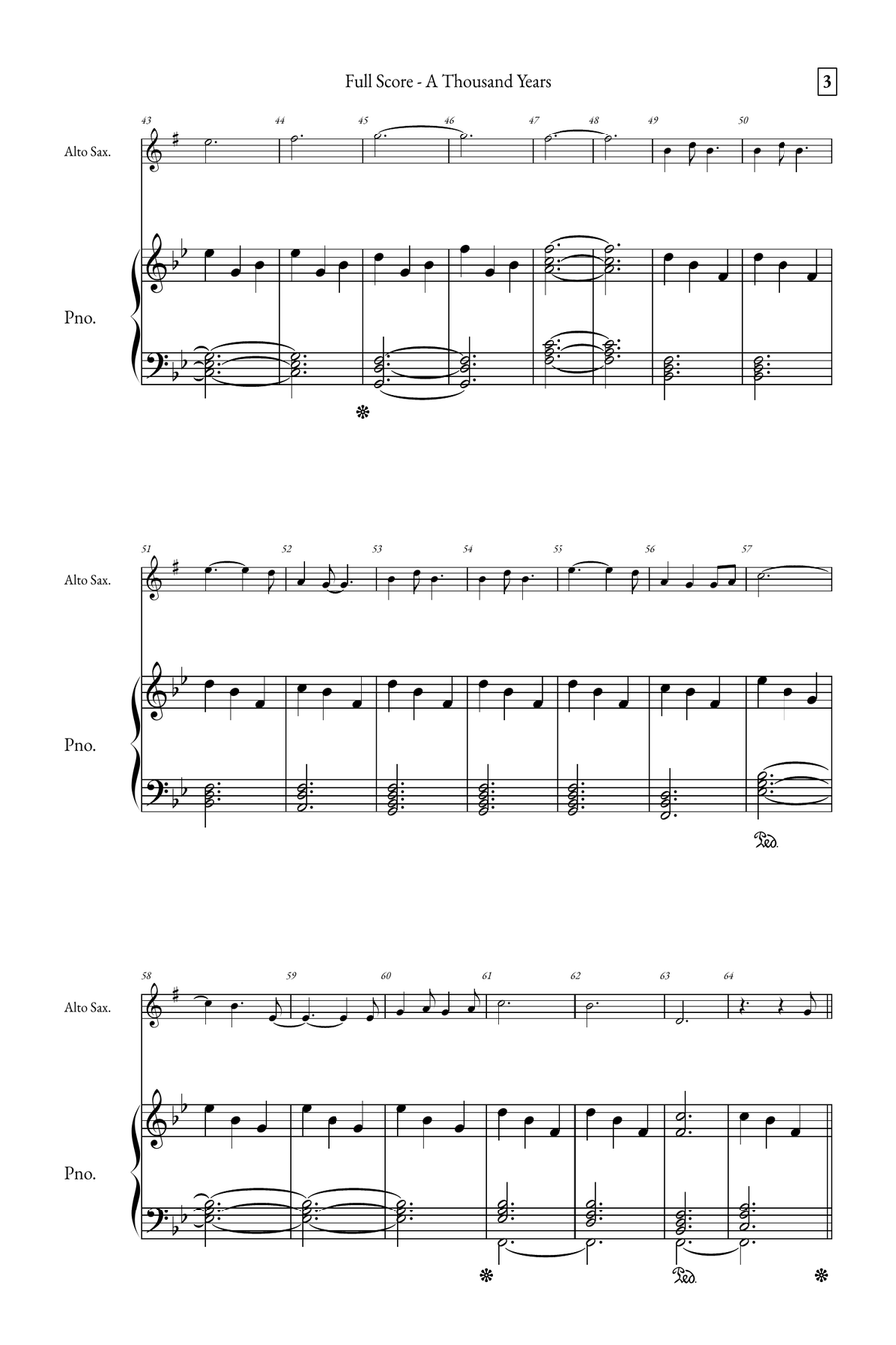 A Thousand Years Alto Saxophone scores gallery preview page 3
