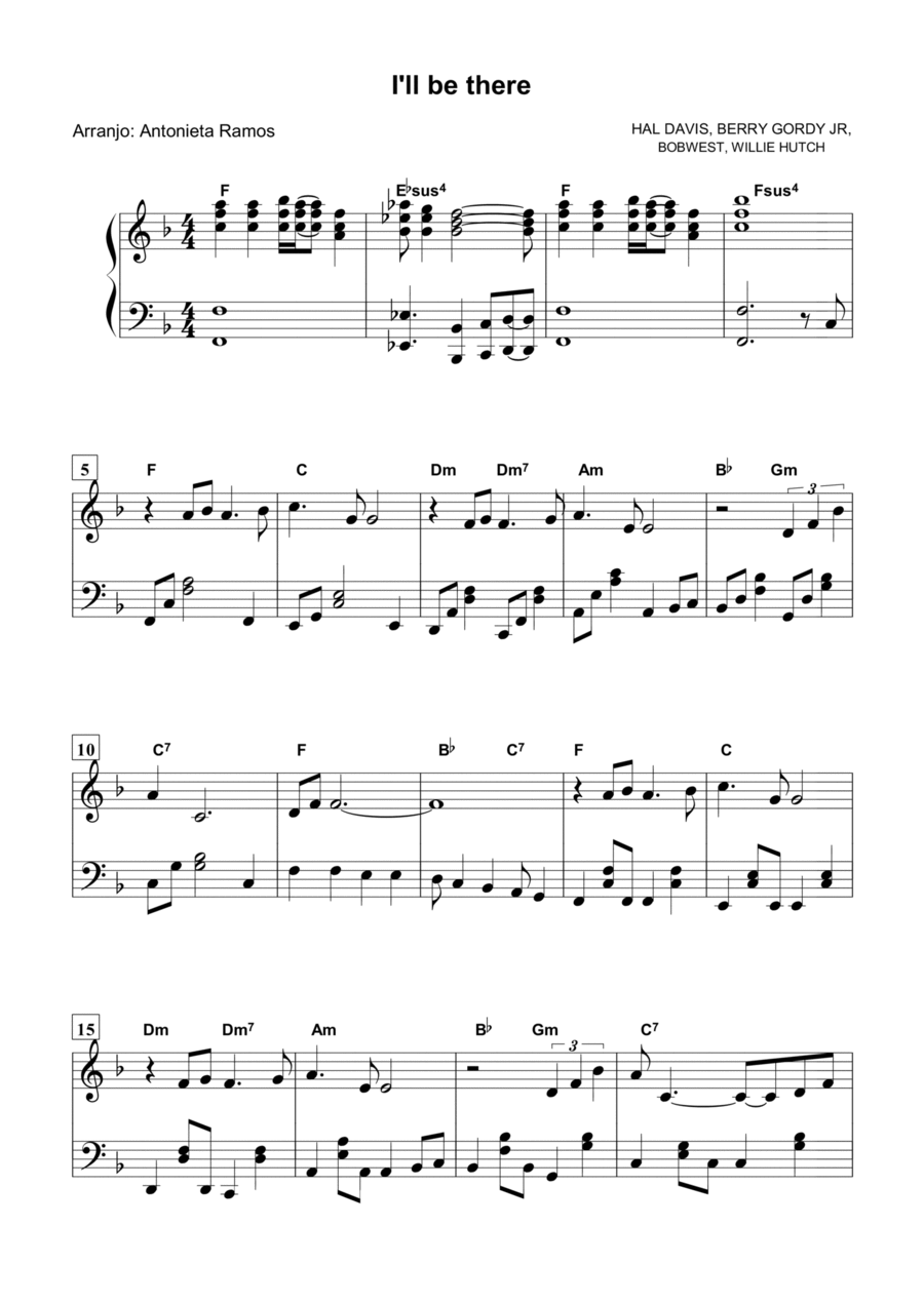 I'll Be There Piano Solo scores gallery preview page 1