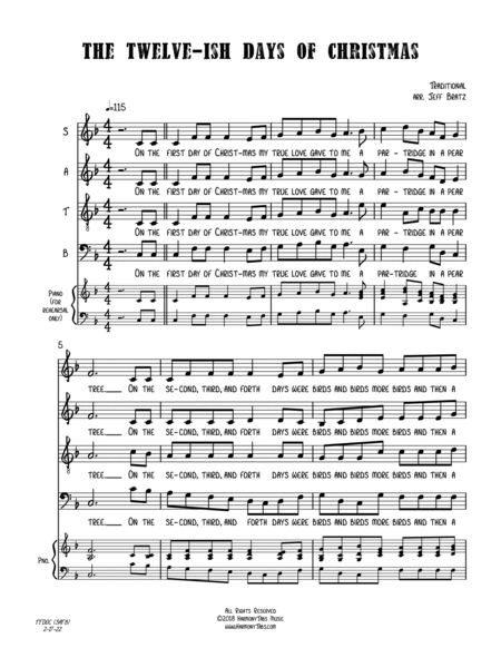 Twelve-ish Days of Christmas (SATB A Cappella) image number null