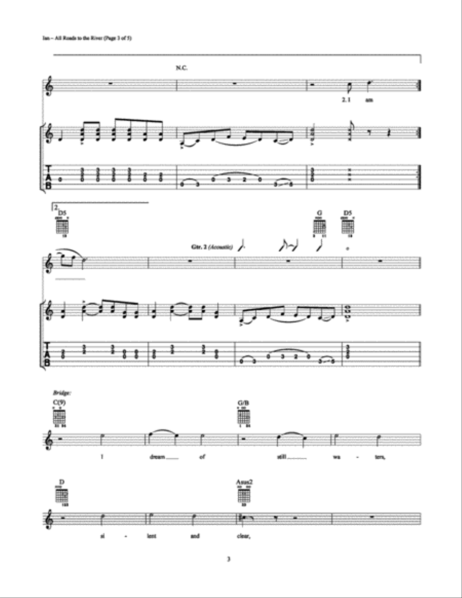 All Roads to the River Guitar Tablature scores gallery preview page 3