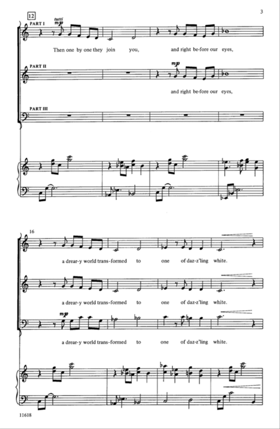 Solitary Snowflake 3-Part scores gallery preview page 3
