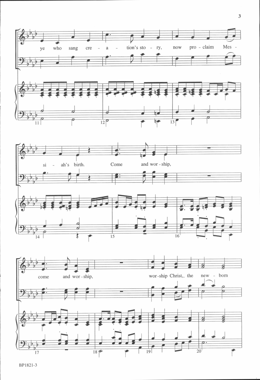 Worship Christ, the Newborn King 4-Part scores gallery preview page 3