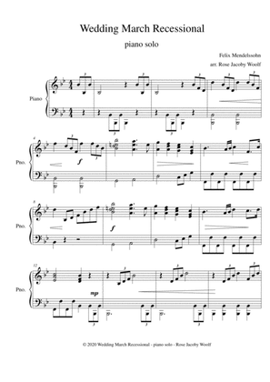 Wedding March Recessional (Mendelssohn) - piano solo