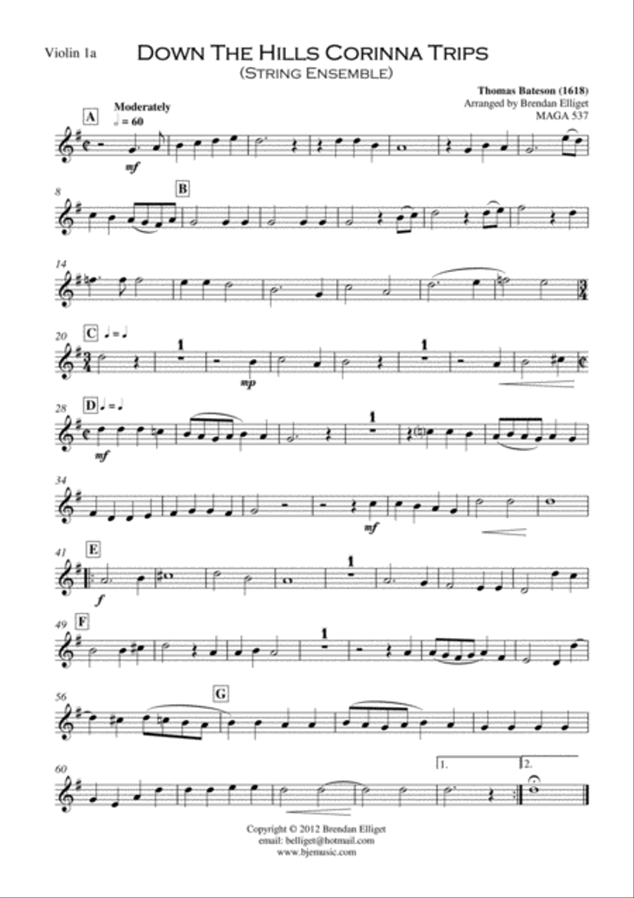 Down The Hills Corinna Trips String Ensemble Score and Parts PDF String Orchestra scores gallery preview page 2