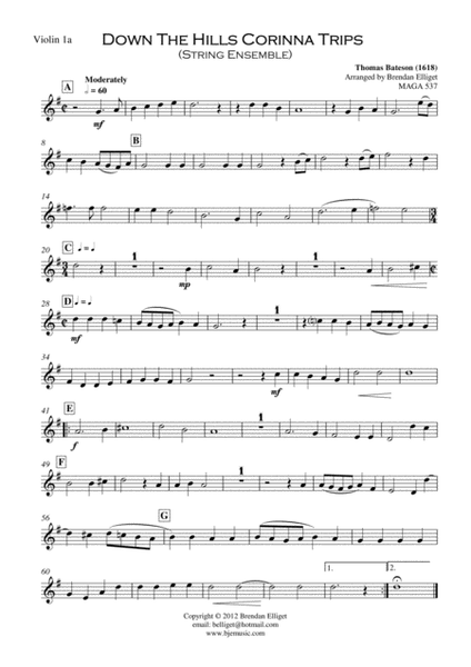 Down The Hills Corinna Trips String Ensemble Score and Parts PDF image number null