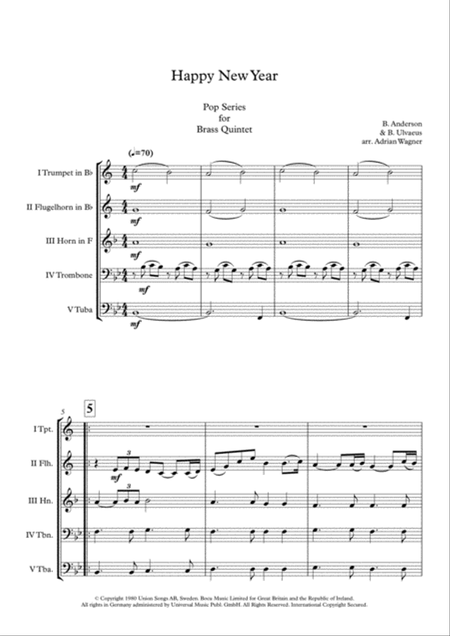 Happy New Year Happy New Year Brass Quintet scores gallery preview page 3