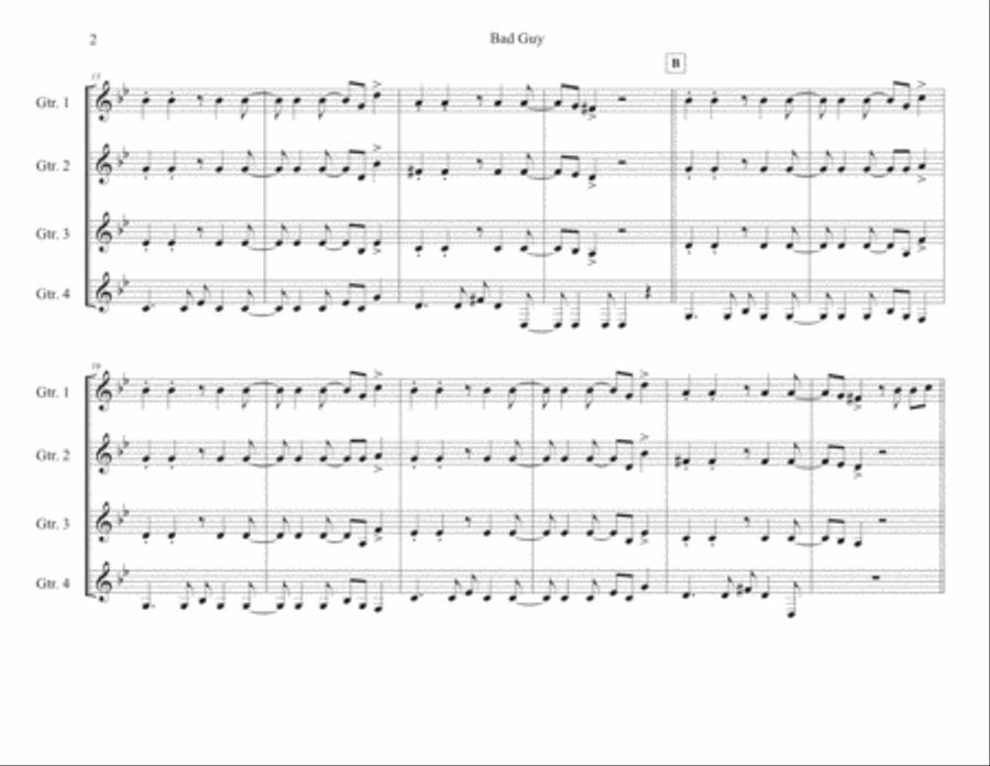 Bad Guy Bad Guy Guitar Ensemble scores gallery preview page 2