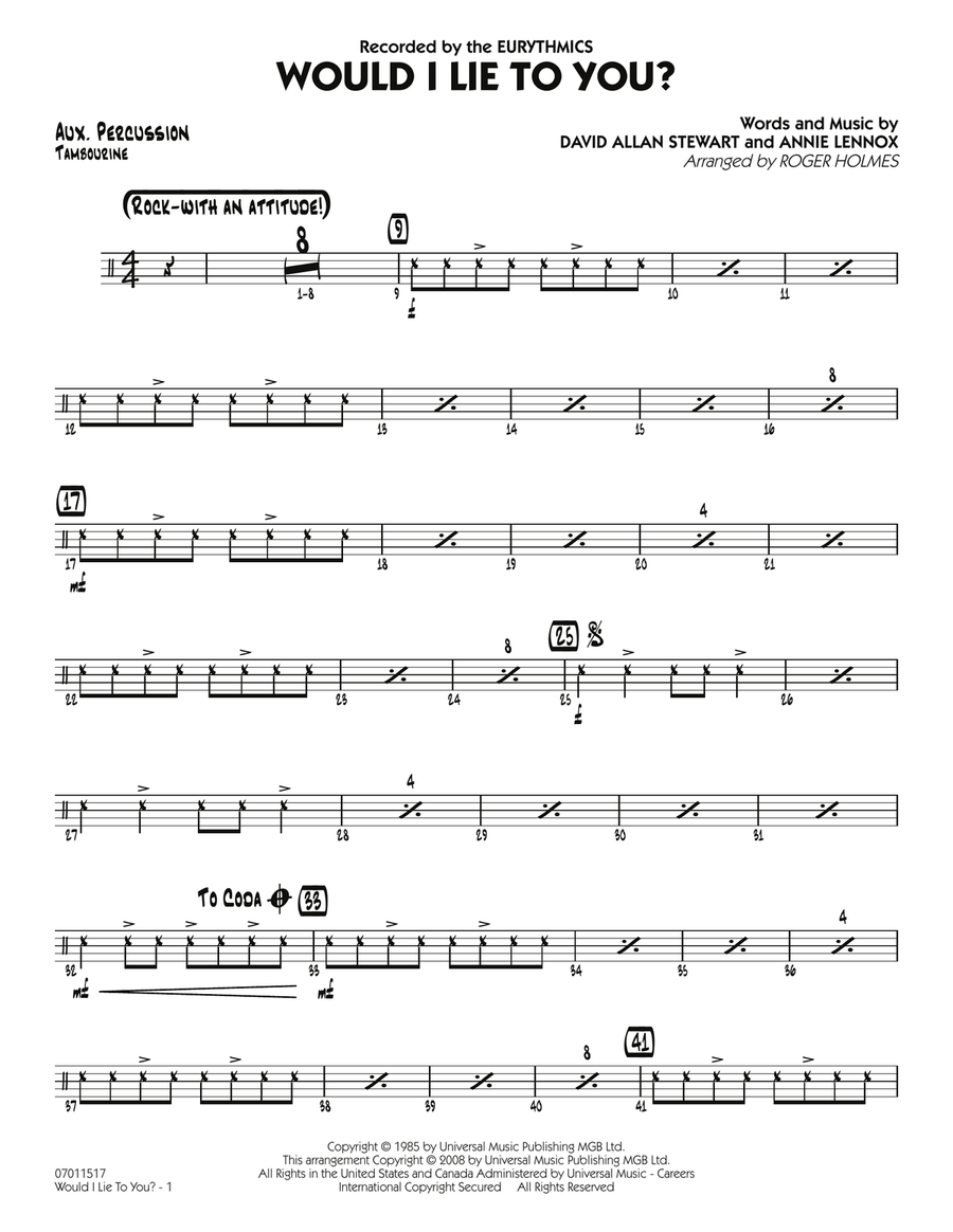 Would I Lie to You? - Aux Percussion Jazz Ensemble scores gallery preview page 1