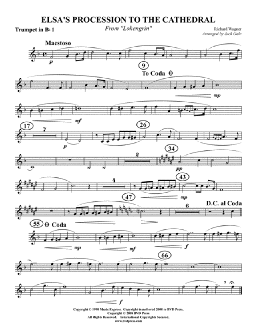 Elsa's Procession to the Cathedral Brass Quintet scores gallery preview page 5