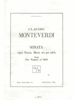 Book cover for Sonata Sopra Sancta Maria Ora Pro Nobis (choral-unison Accompanied)