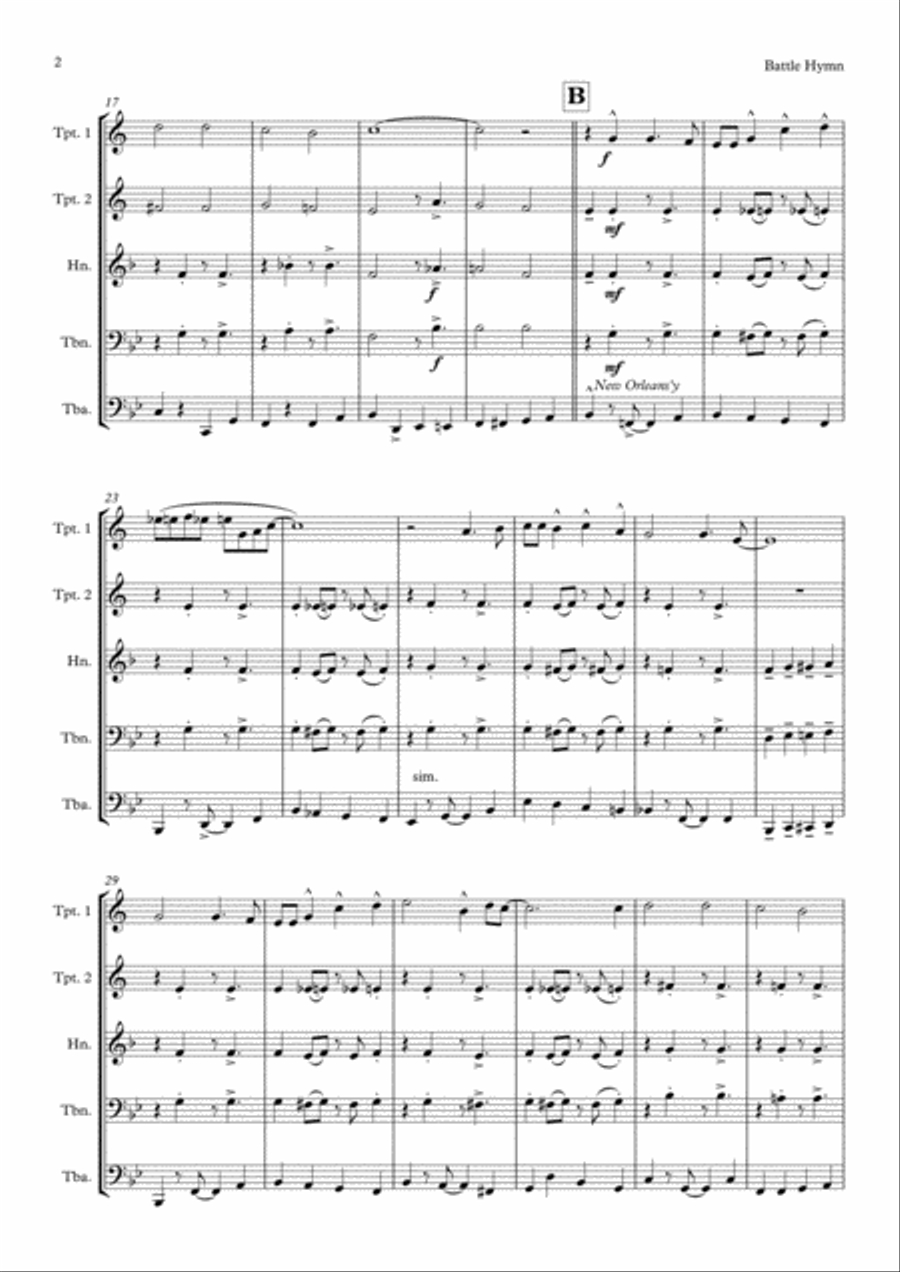 Battle Hymn Of The Republic Brass Quintet Brass Quintet scores gallery preview page 3