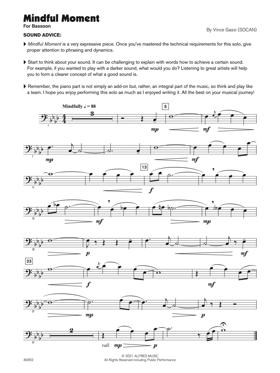 Mindful Moment (Sound Innovations Soloist, Bassoon) Small Ensemble scores gallery preview page 1