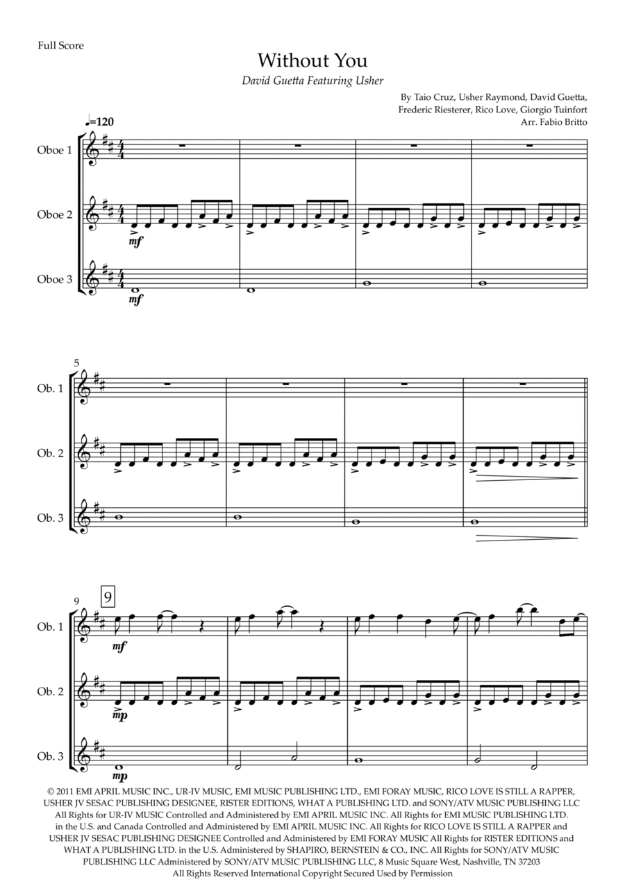 Without You Woodwind Trio scores gallery preview page 1