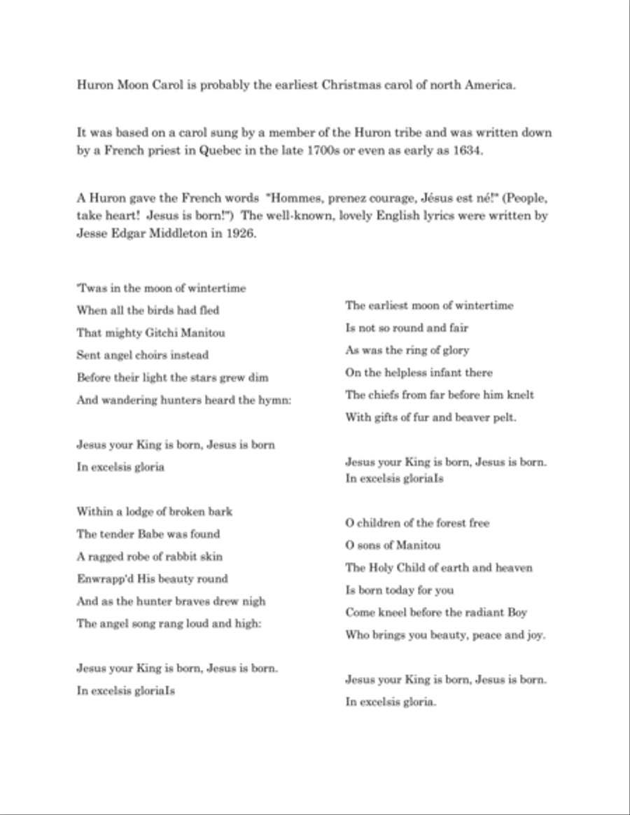 Huron Moon Carol Piano Solo scores gallery preview page 2