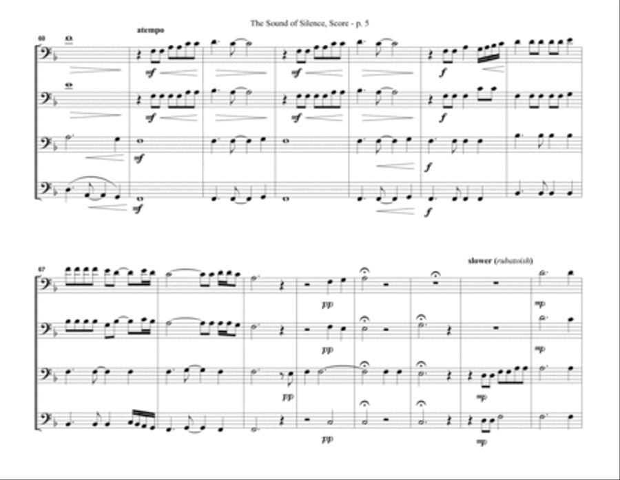 The Sound Of Silence for trombone quartet or choir Choir scores gallery preview page 6