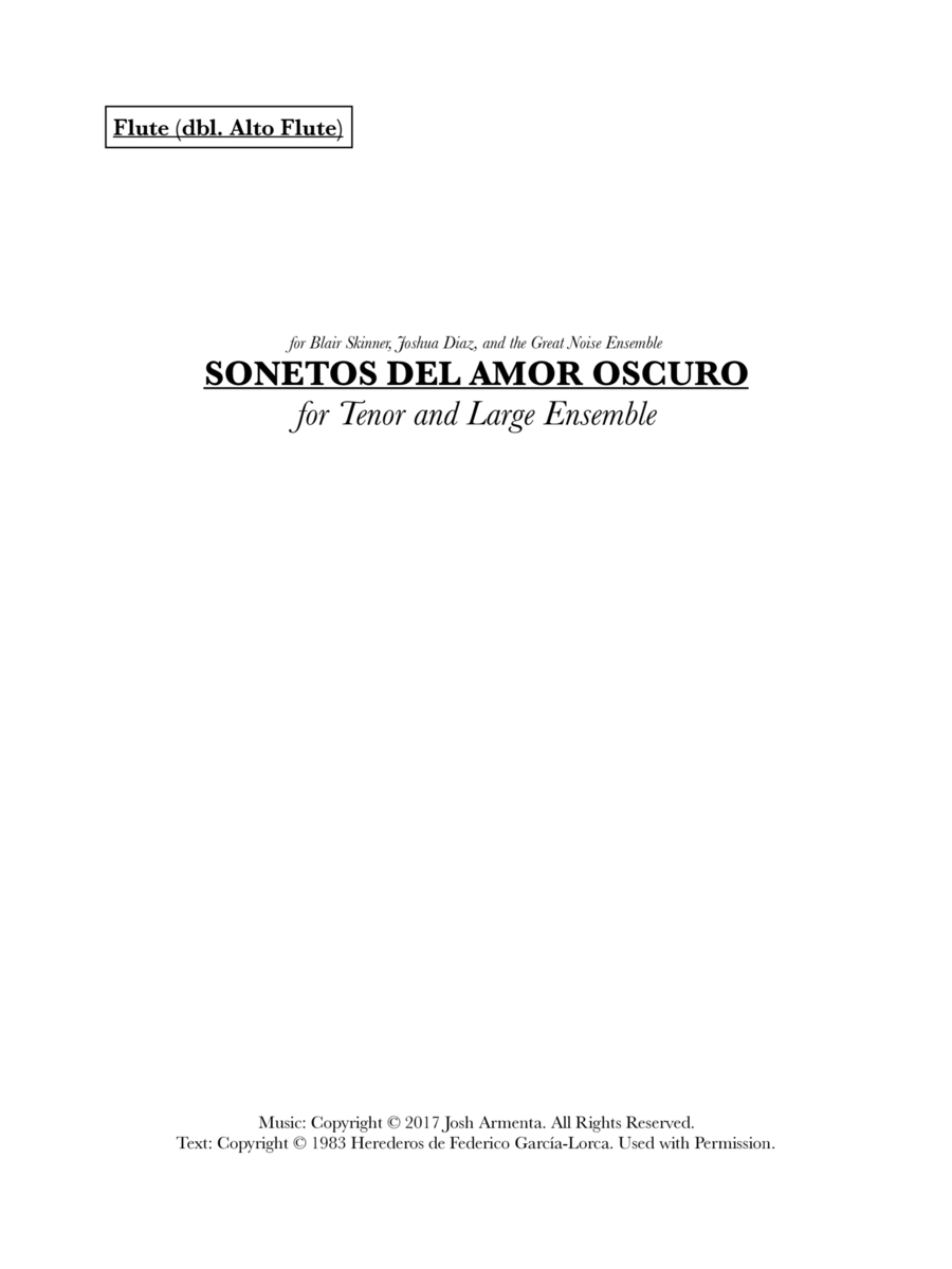 Sonetos del amor oscuro (Set of Parts) Chamber Orchestra scores gallery preview page 1