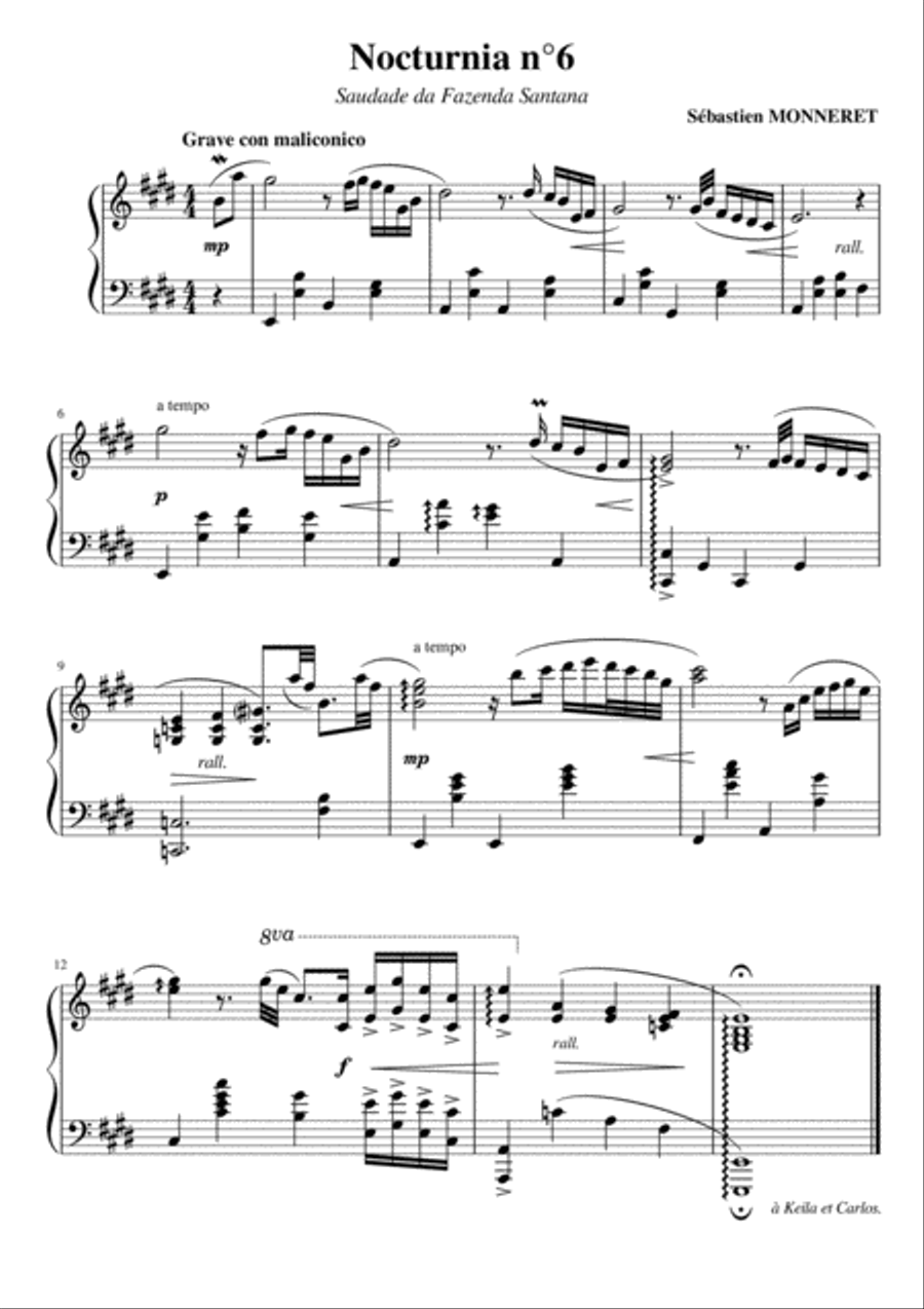 Nocturnia No6 Saudade Da Fazenda Santana Piano Solo scores gallery preview page 1