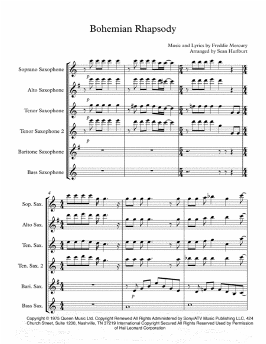 Bohemian Rhapsody Woodwind Ensemble scores gallery preview page 2