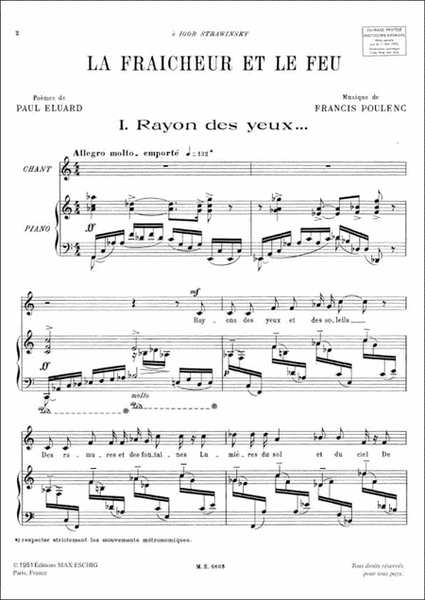 Fraicheur Et Le Feu Cht-Piano (7 Poemes D'Eluard)