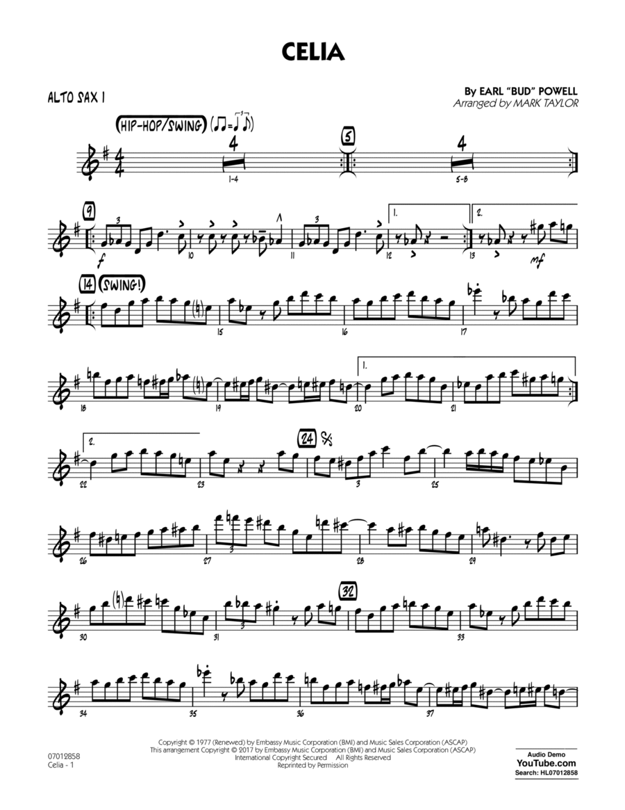Celia - Alto Sax 1 Alto Saxophone scores gallery preview page 1