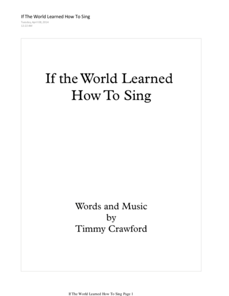 If The World Learned How To Sing SSA scores gallery preview page 1