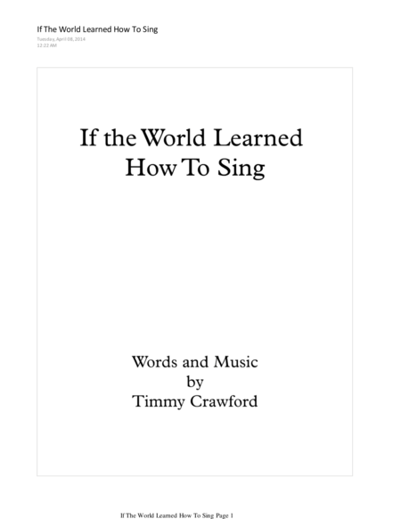 If The World Learned How To Sing
