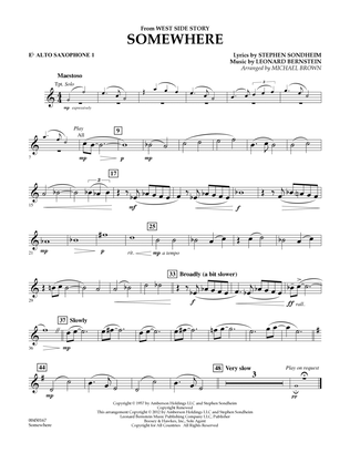 Book cover for Somewhere (from West Side Story) - Eb Alto Saxophone 1