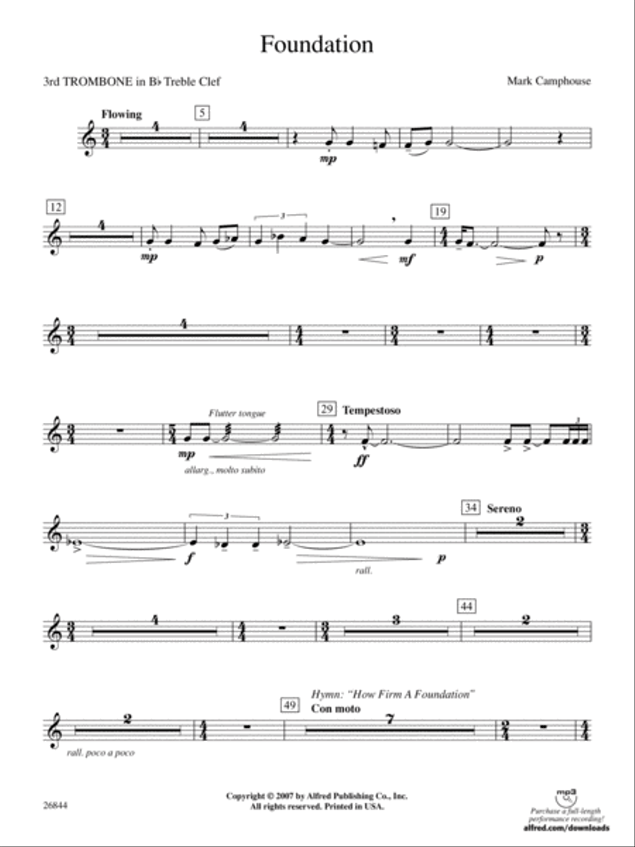 Foundation: (World Part) 3rd B-flat Trombone T.C. Concert Band scores gallery preview page 1