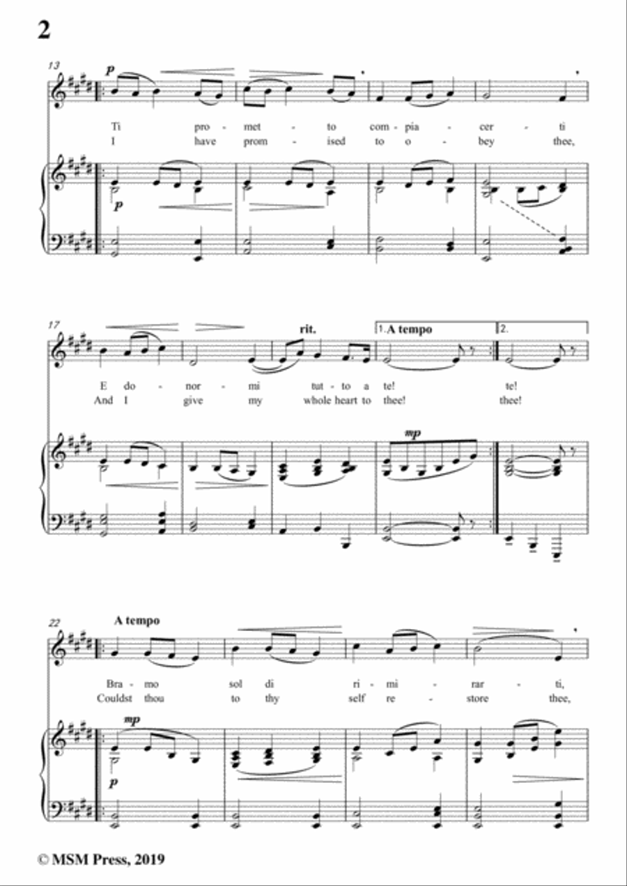 Scarlatti-Non vogl'io se non vederti,in E Major,for Voice and Piano Voice Solo scores gallery preview page 4