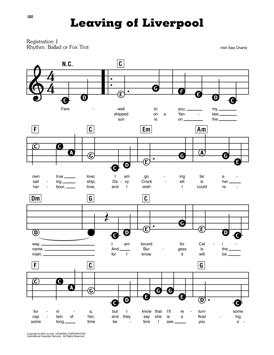 Leaving Of Liverpool Electronic Keyboard scores gallery preview page 1