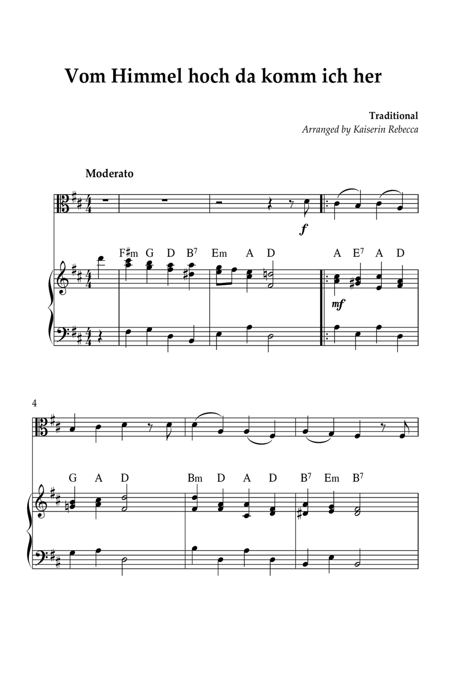 Vom Himmel hoch da komm ich her Viola scores gallery preview page 1