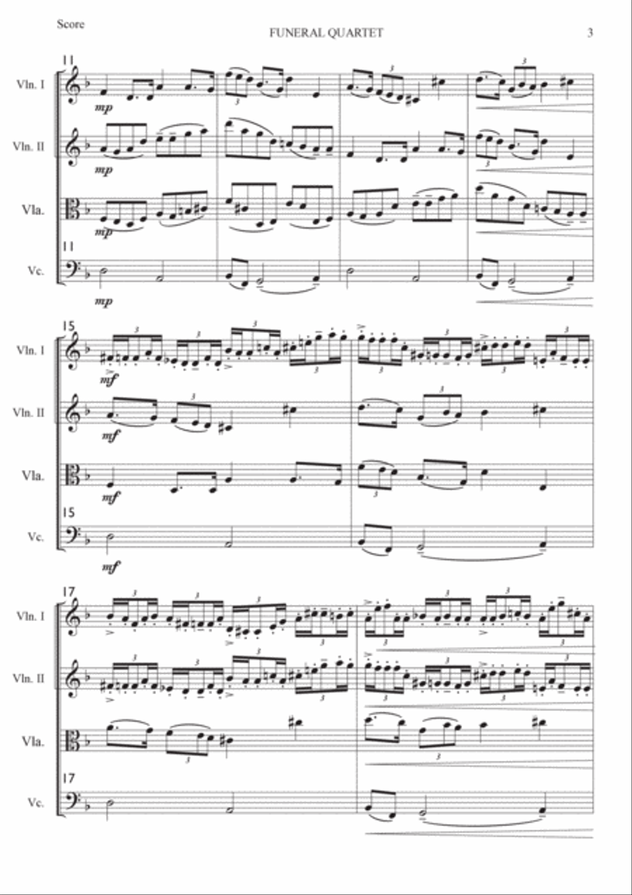 FUNERAL QUARTET Strings String Quartet scores gallery preview page 3