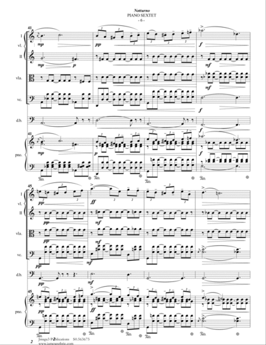 Grieg: Notturno Op. 54 No. 4 for Piano Sextet Chamber Orchestra scores gallery preview page 6