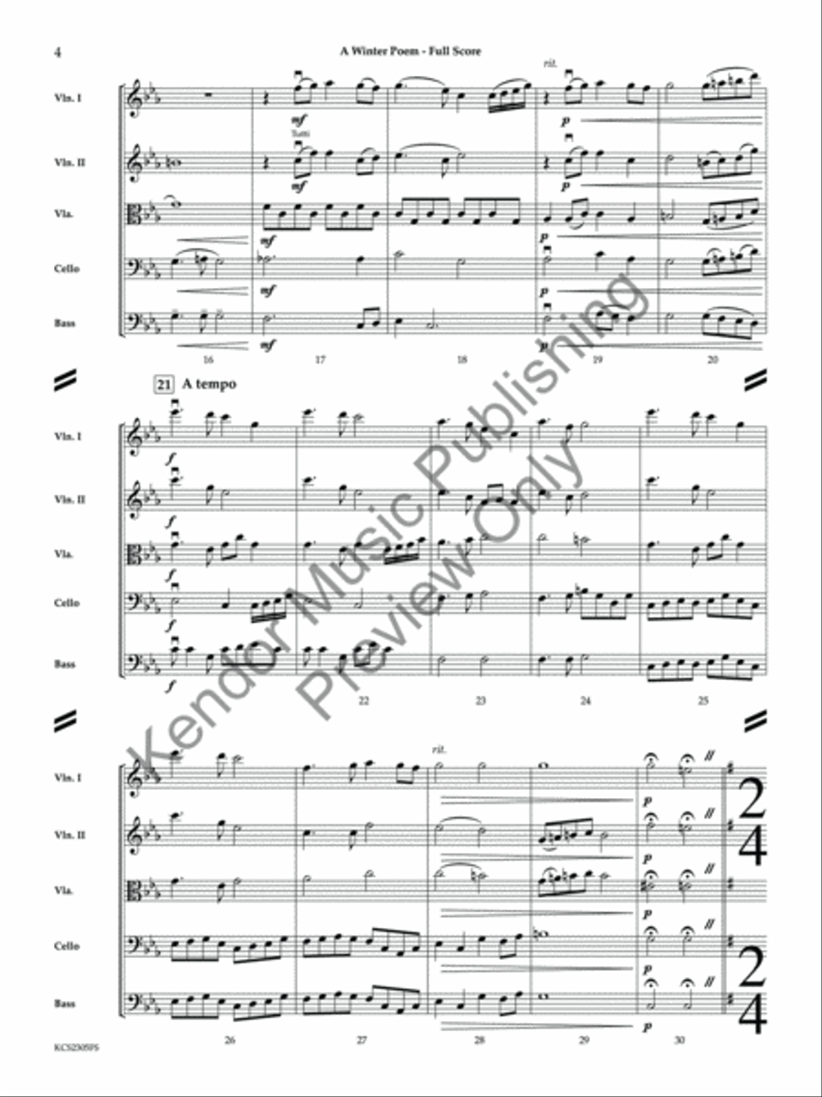 A Winter Poem (Score) String Orchestra scores gallery preview page 5