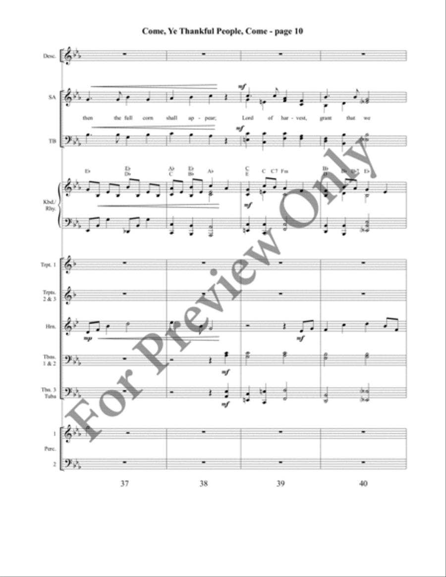 Come, Ye Thankful People, Come Orchestraton Brass Ensemble scores gallery preview page 12