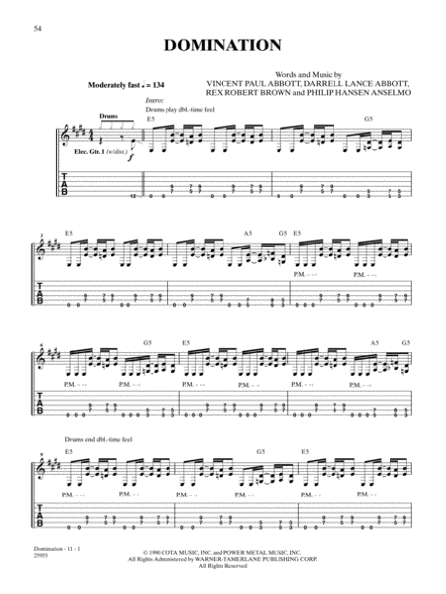 Domination Guitar Tablature scores gallery preview page 1