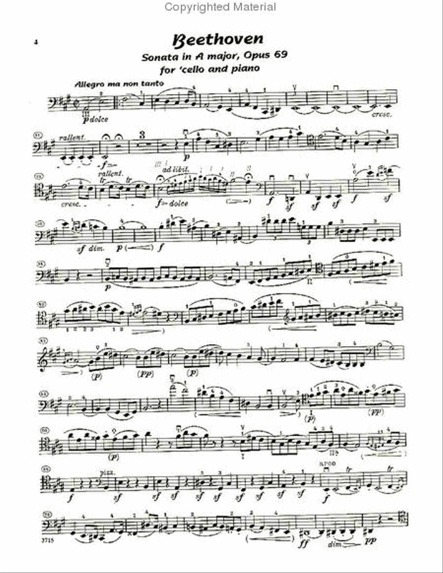 Beethoven - Cello Sonata in A, Op. 69; Telemann - Duet for Two Cellos in Bb String Duet scores gallery preview page 2