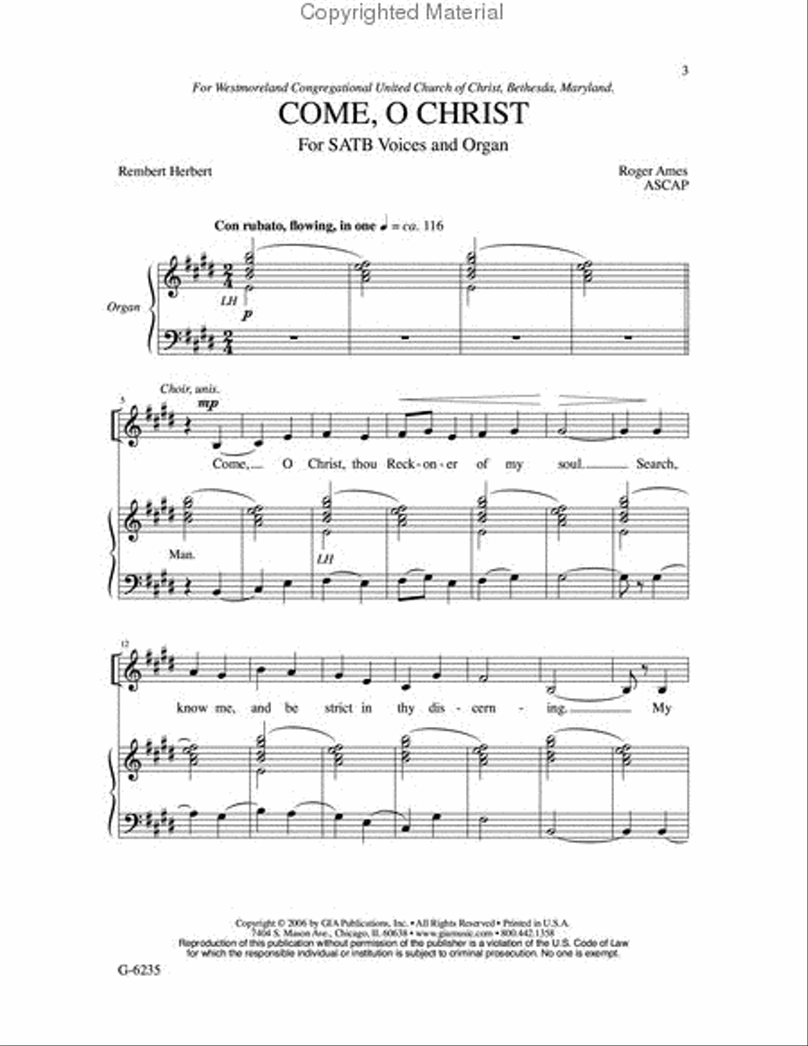 Come, O Christ 4-Part scores gallery preview page 2