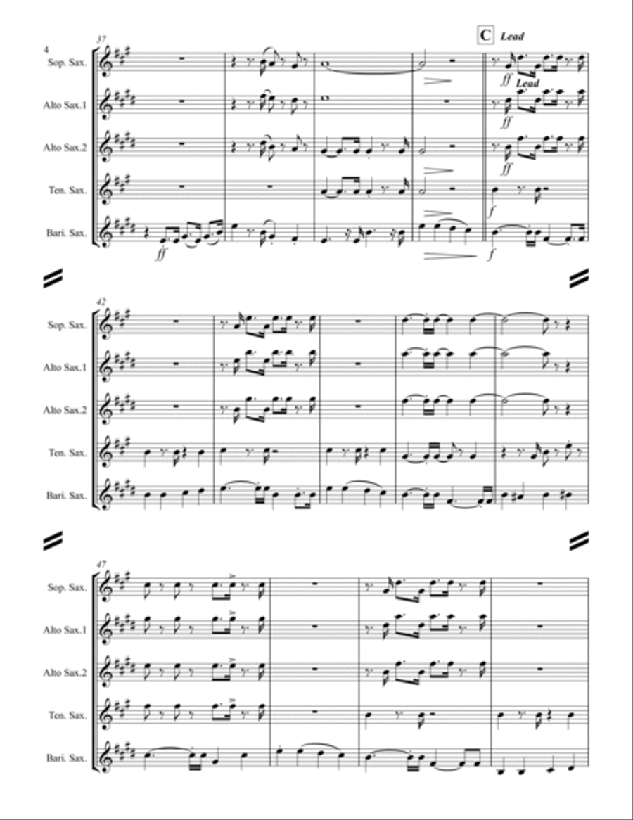 The Mexican Shuffle Saxophone Quartet scores gallery preview page 5
