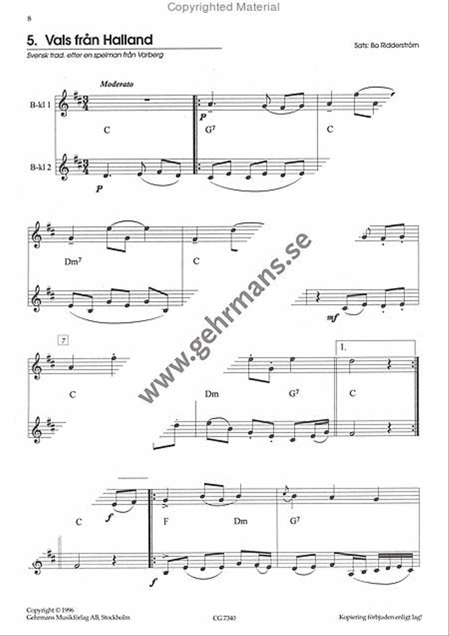 Svenska latar for klarinetter Clarinet Duet scores gallery preview page 6