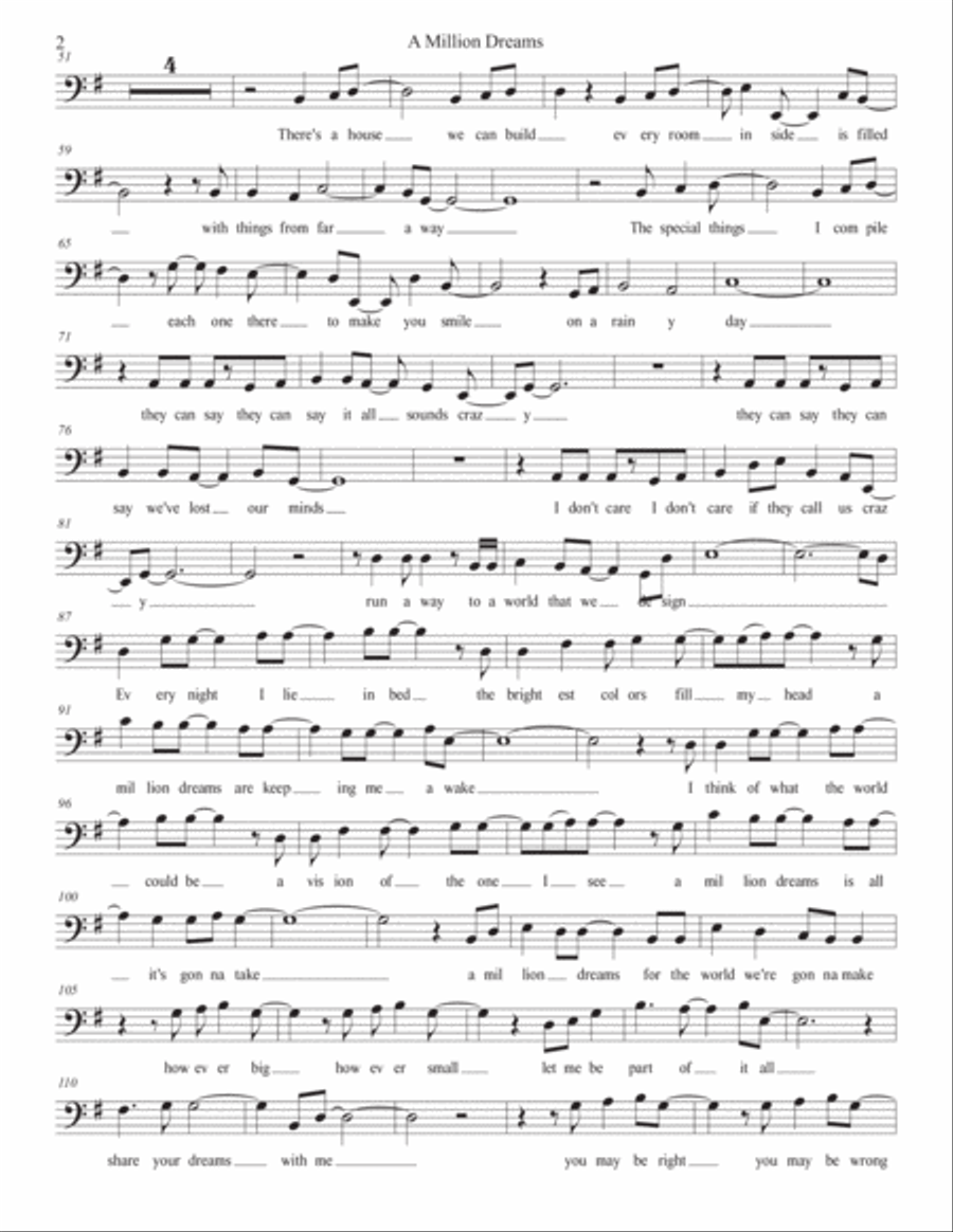 A Million Dreams Cello Solo scores gallery preview page 2