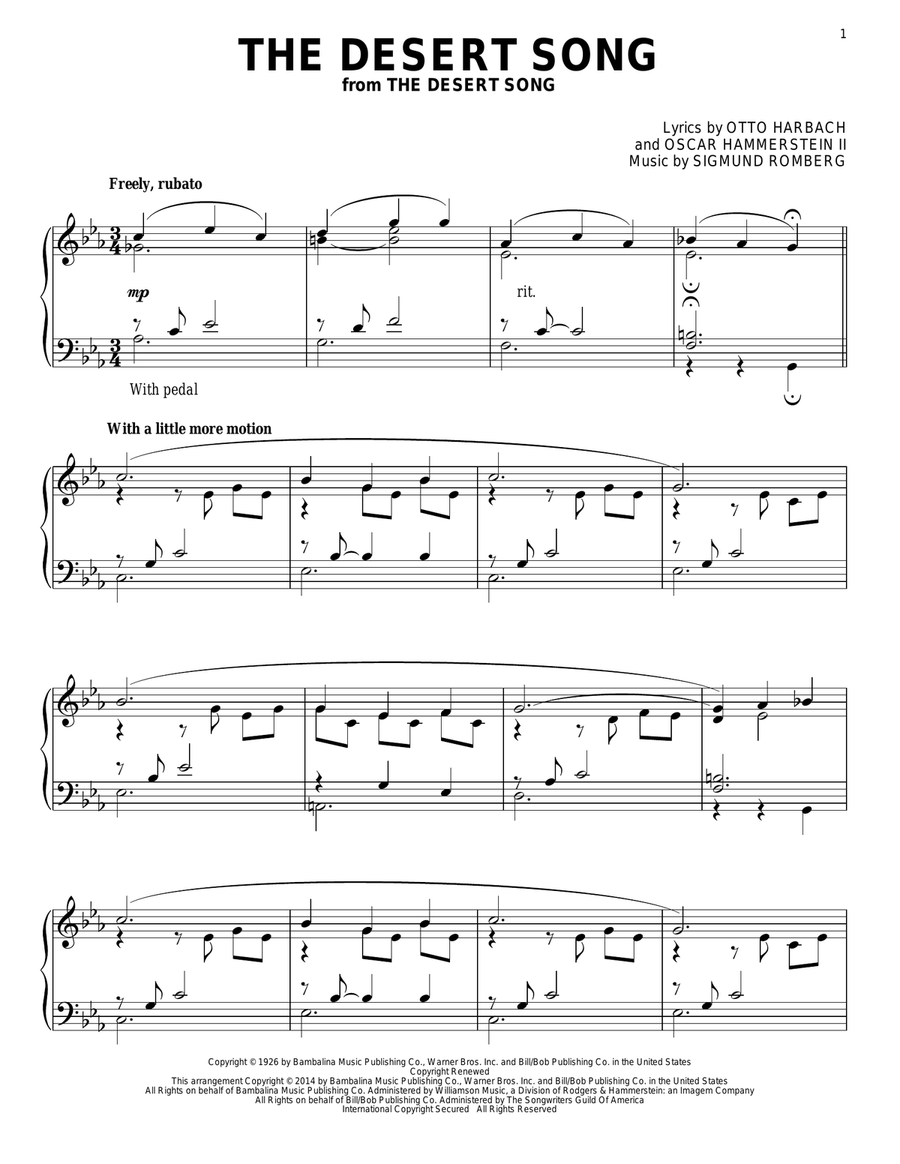 The Desert Song Piano Solo scores gallery preview page 1
