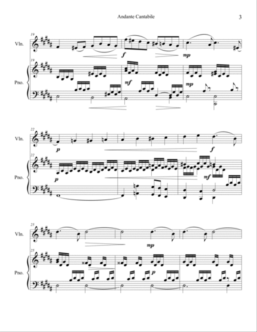 Andante Cantabile (Violin Solo) Violin Solo scores gallery preview page 4
