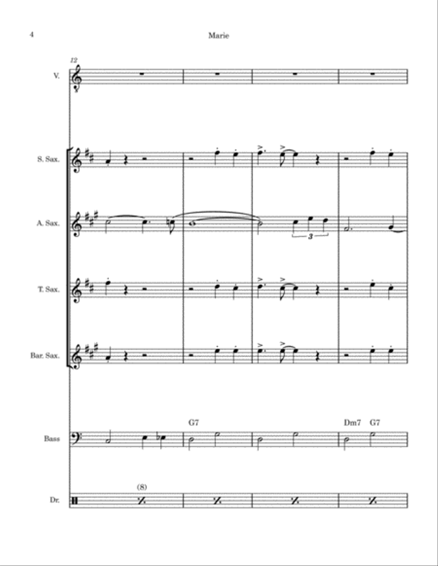 Marie Saxophone Quartet scores gallery preview page 5