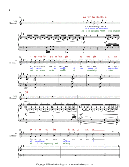 "Queen of Spades": Lisa's Arioso Act 3 . DICTION SCORE with IPA & translation