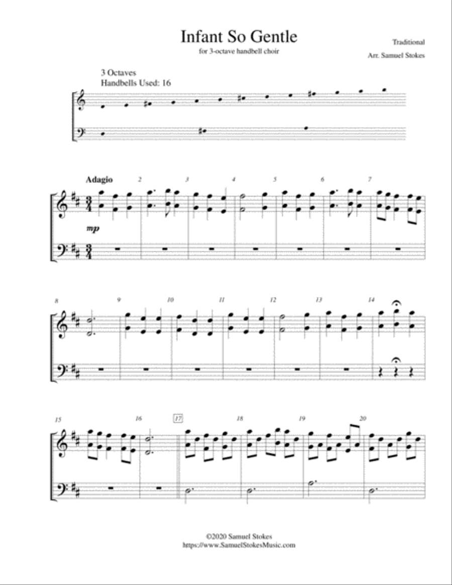 Infant So Gentle - for 3-octave handbell choir 3-Octaves scores gallery preview page 1